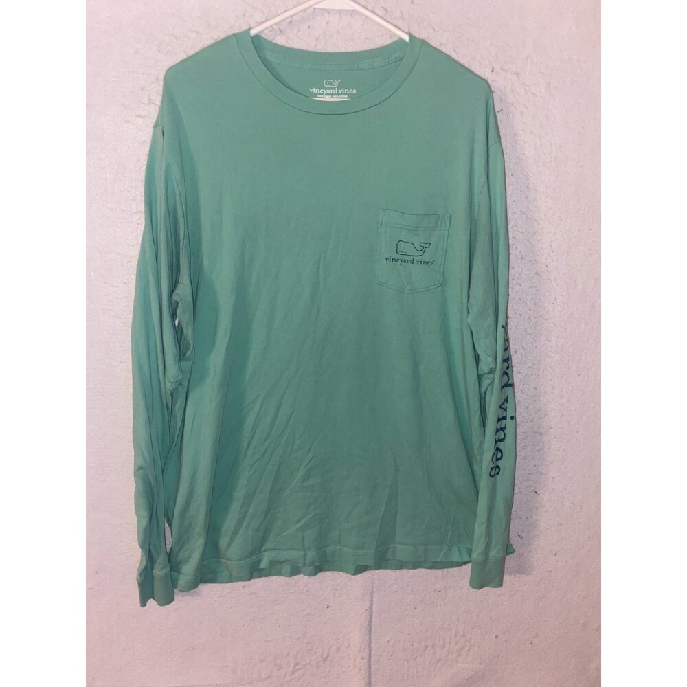 Vineyard Vines Shirt Men's Large Light Green Preppy Logo Pocket Long Sleeve